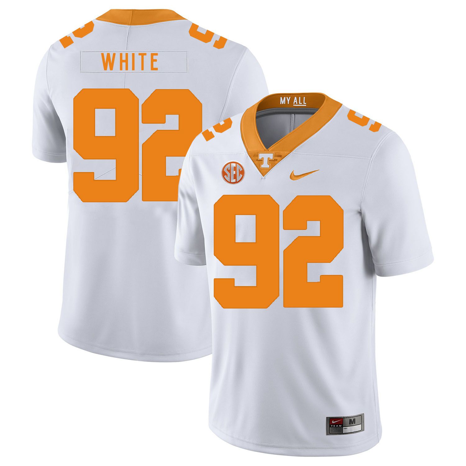 Men Tennessee Volunteers 92 White White Customized NCAA Jerseys